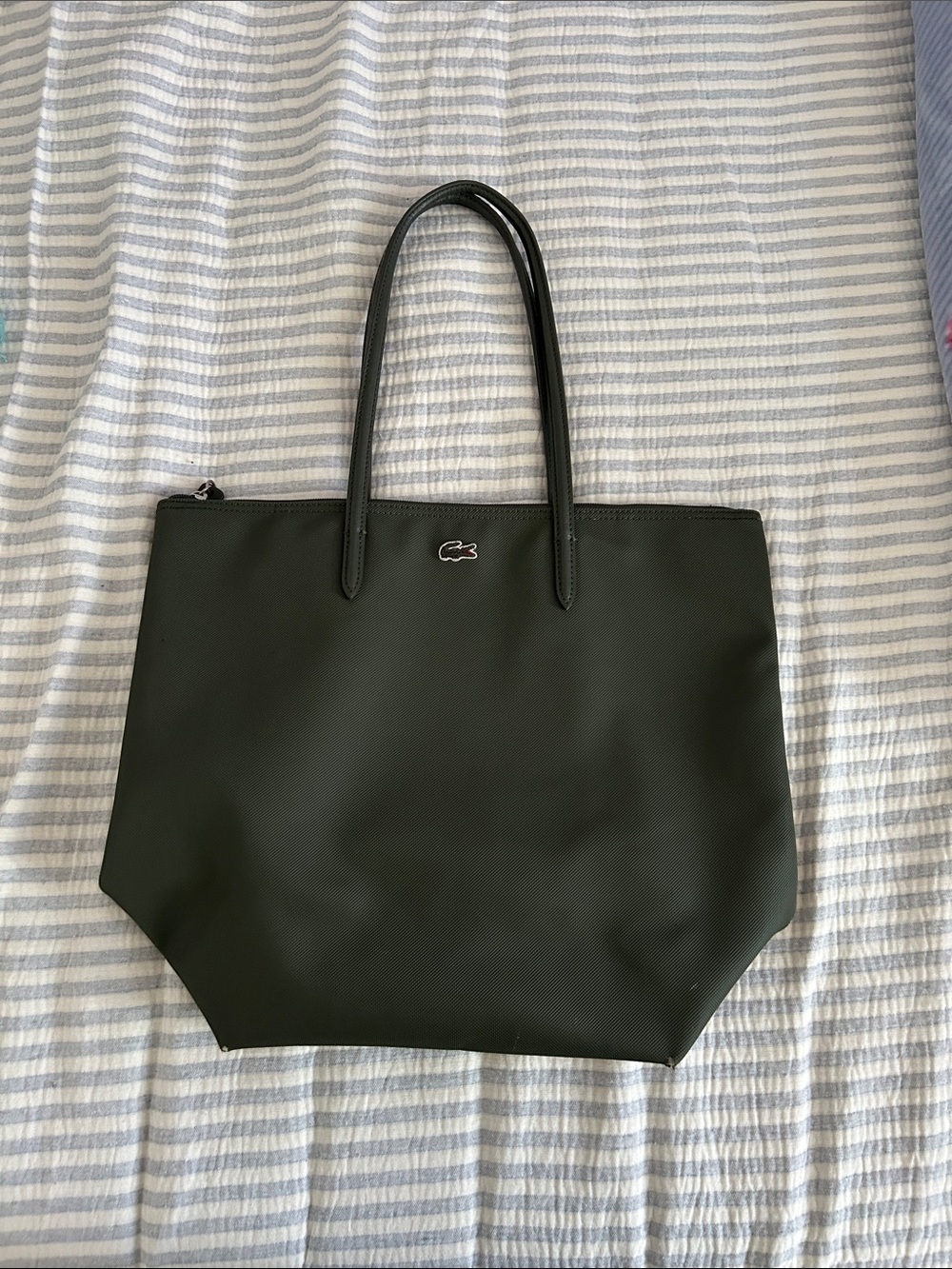 Lacoste Forest Green Tote Bag with Crocodile Logo